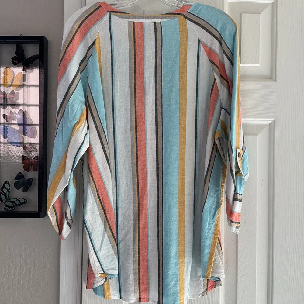 Chico’s NEW Linen Striped Tunic - Picture 4 of 4
